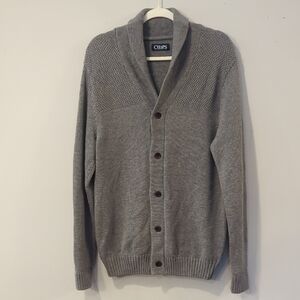 Chaps Men's Cardigan‎ Gray Buttons 100% Cotton size Medium